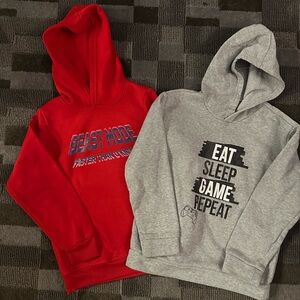 Kids Graphic Hoodies - Red and Gray size 8